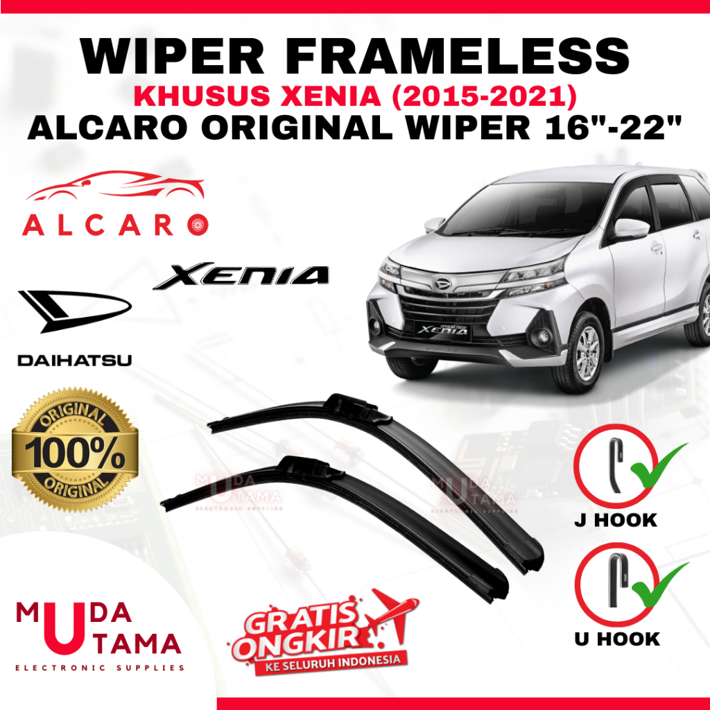 Wiper Frameless XENIA 2015 s/d 2021 Original Alcaro - Sapu Kaca XENIA - Wiper XENIA Frameless - Wipe