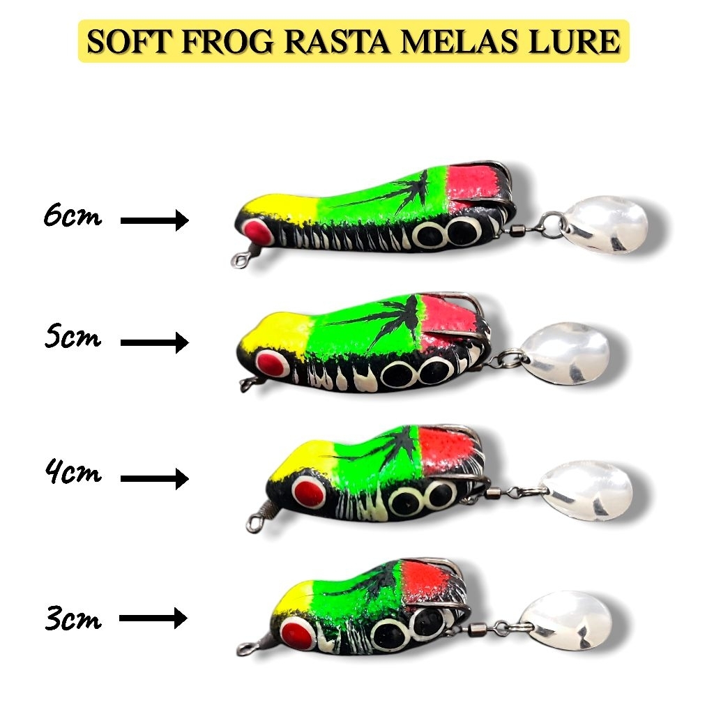 SOFT FROG RASTA MELAS LURE. umpan casting gabus.  lure casting gabus