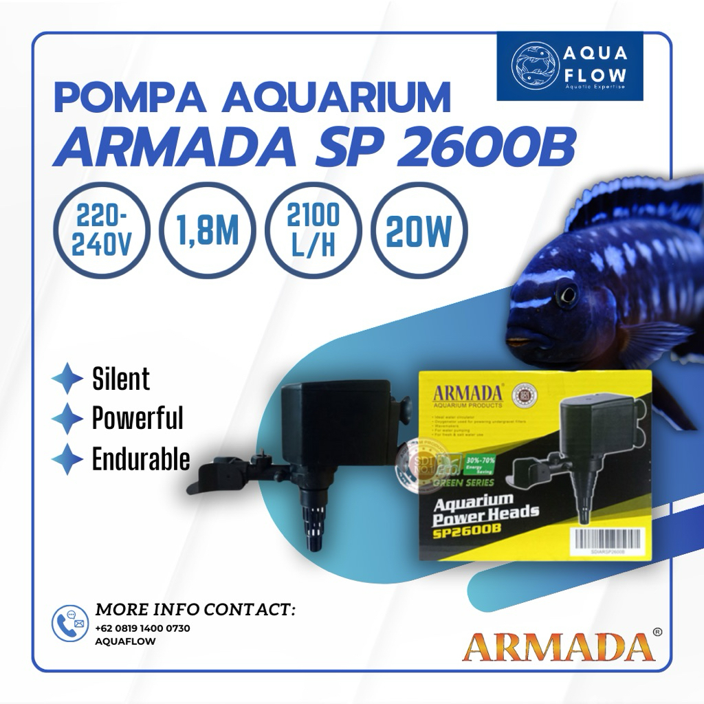 Pompa Aquarium Armada Sp 2600B 2100L/H 20W / Pompa Kolam / Pompa Aquarium