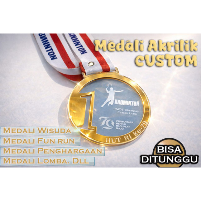 medali akrilik 2sisi custom/medali kejuaraan/medali wisuda/medali custom