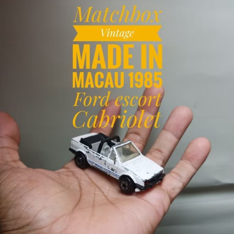 Matchbox Vintage Made in macau 1985 Ford escort Cabriolet - Loose, tidak mulus, Lecet