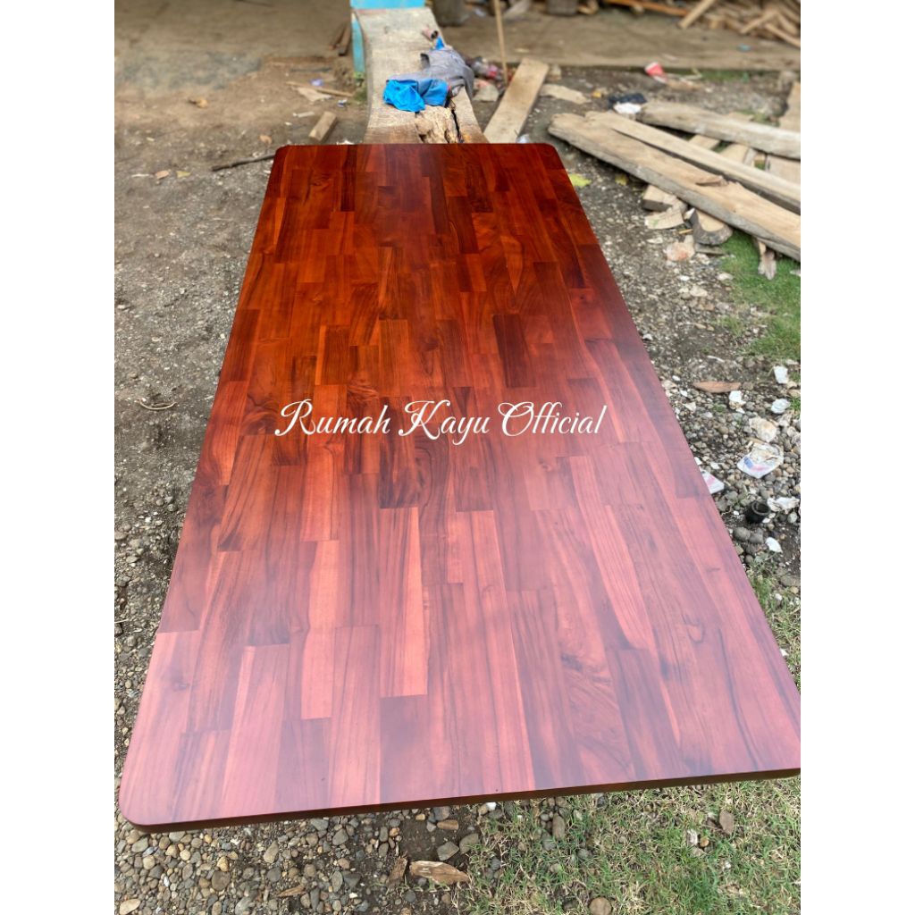 PAPAN MEJA LAMINASI KAYU JATI PERHUTANI / TOP TABLE KAYU JATI PERHUTANI