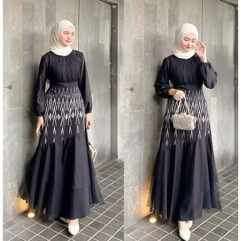 BAJU COUPLE TENUN CAMELIA DRESS SET KEMEJA PRIA - BAJU SET PASANGAN - SET COUPLE KONDANGAN - SARIMBI