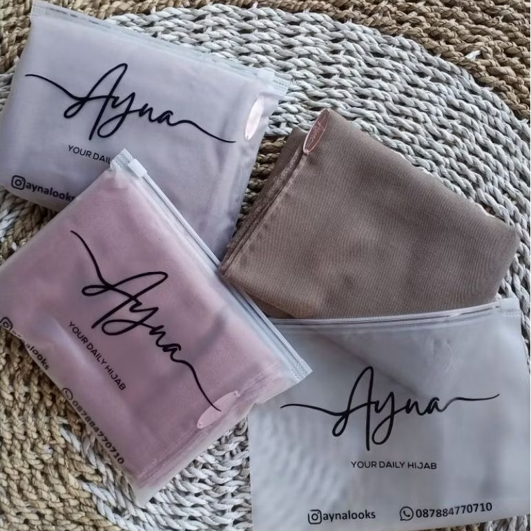 pouch custom, zipper lock, zipper bag, ziplock, kemasan hijab/kerudung/pashmina/scincare, plastik sa