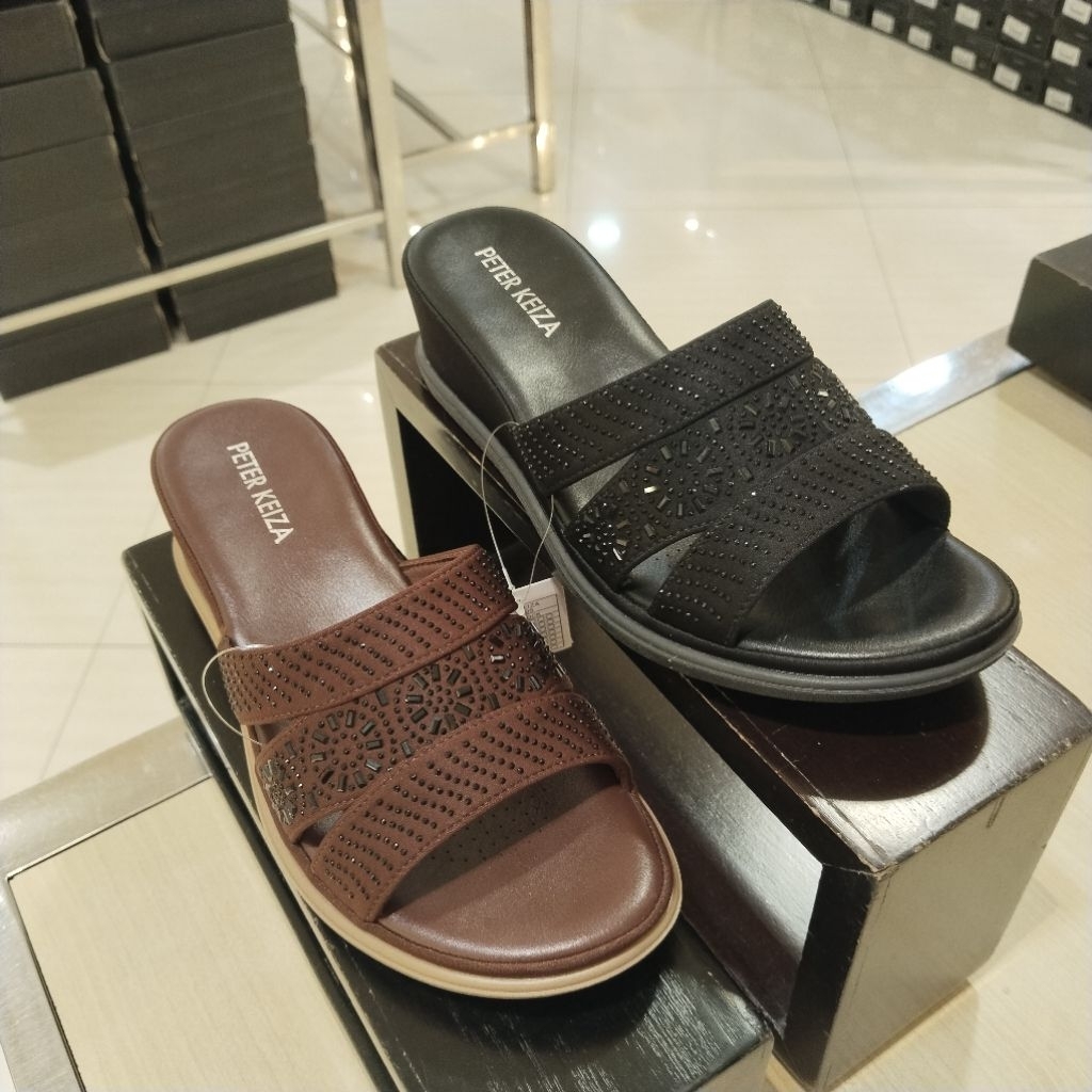 PETER KEIZA sandal wanita wedges 6cm mewah empuk