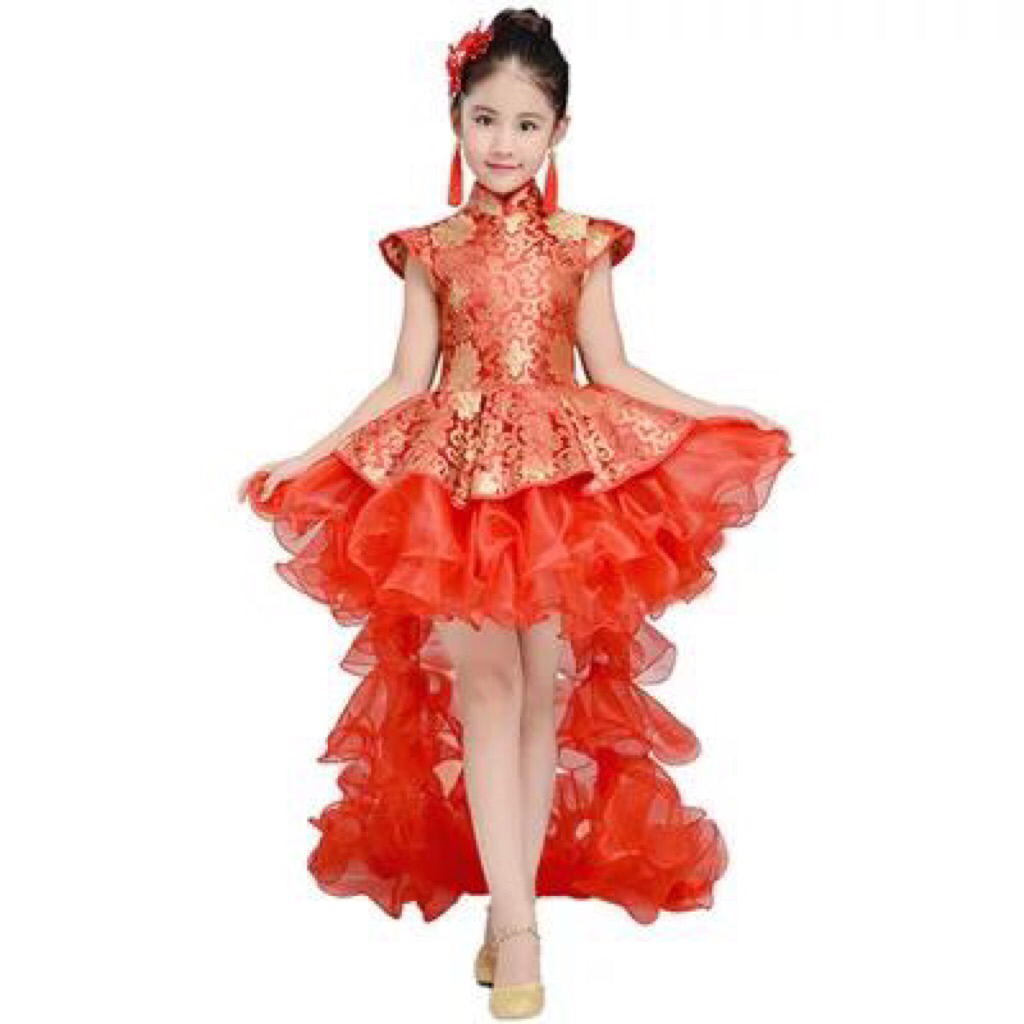 Red Kids Cheongsam Dress + Ekor