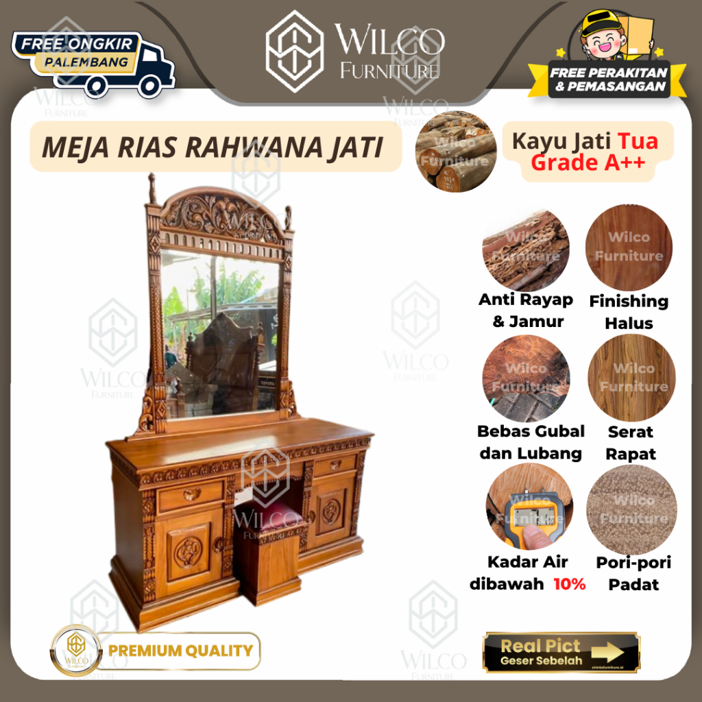 Meja Rias Rahwana Jati Ukir | Meja Rias Jati Rahwana Ukiran