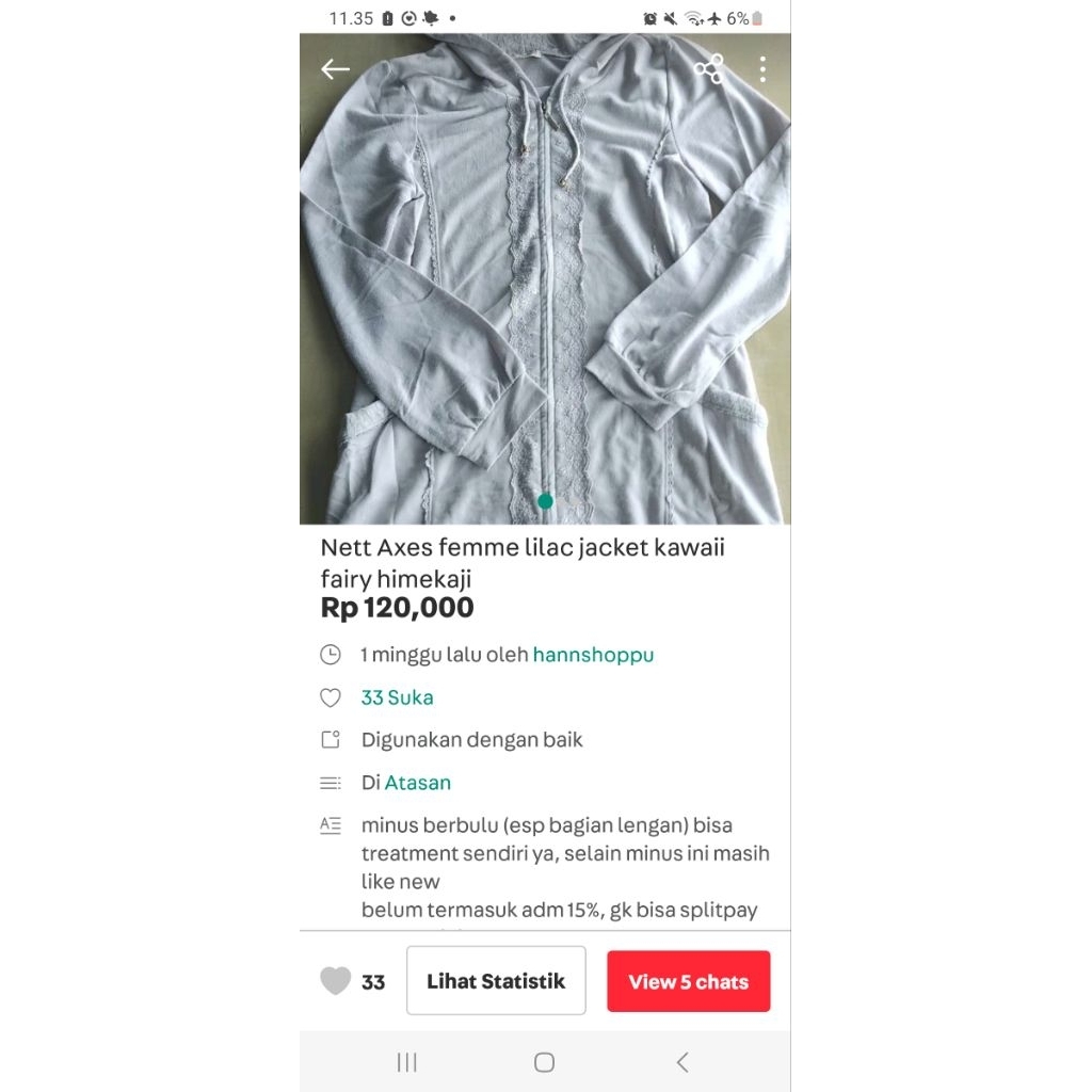 axes femme lilac jacket (cek minus di desk)