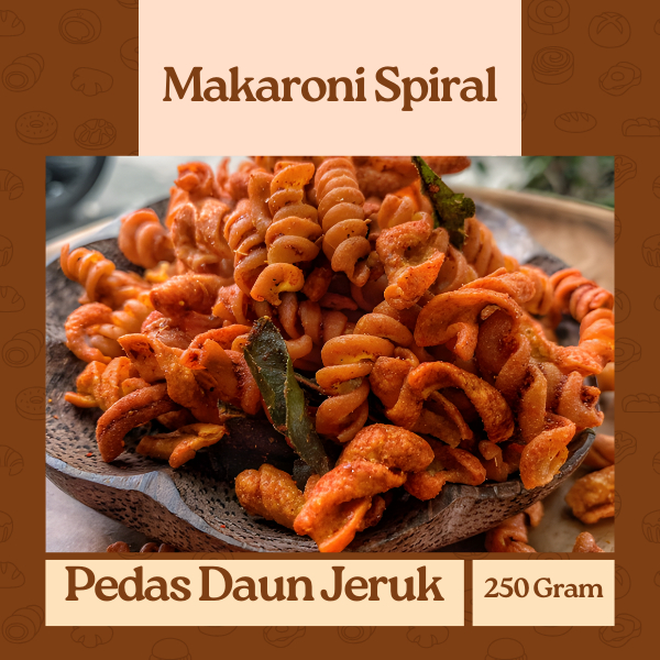 Makaroni Spiral Pedas Daun Jeruk Renyah 250 Gram | Camilan Makaroni Spiral Pedas Daun Jeruk