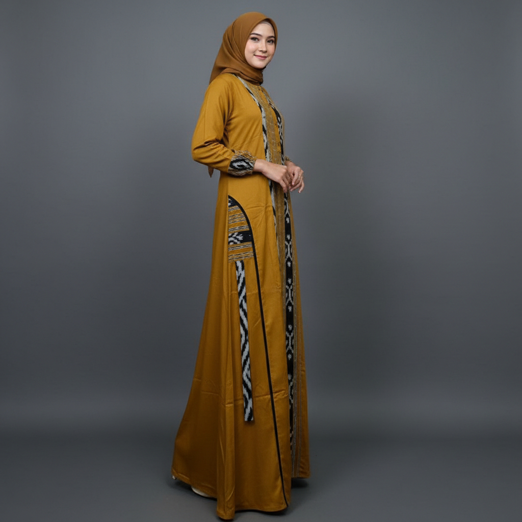 Gamis Amanda Nabila LD Besar Rayon Twill Premium Mix Kain Tenun Troso (TROSO RANDOM) (Free Pouch, Go