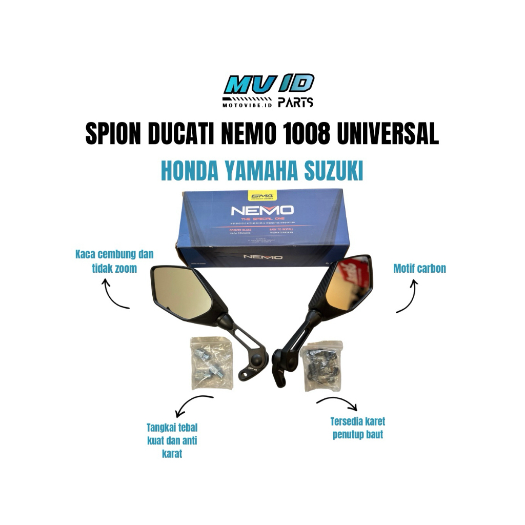 Spion Ducati NEMO, 1008 Dan 1372-3 Untuk Semua Motor ORIGINAL.