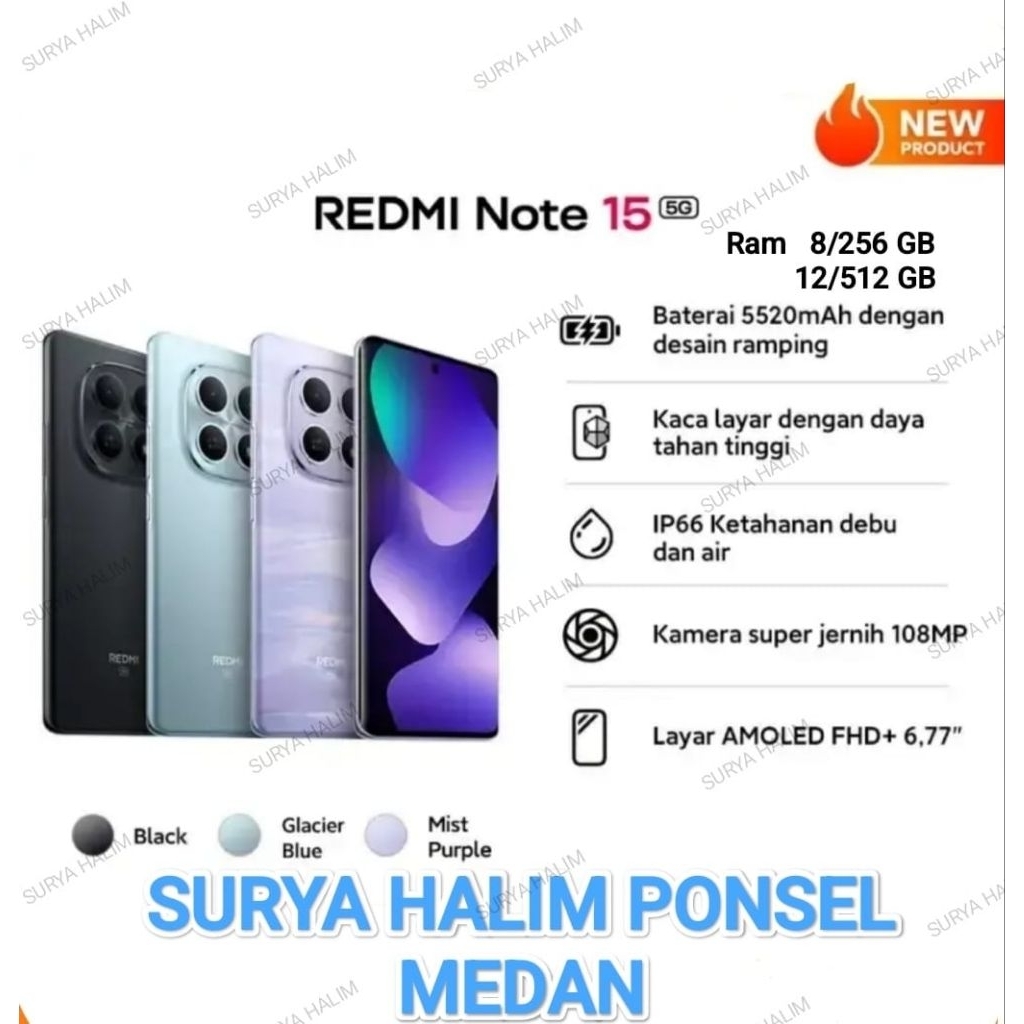XIAOMI REDMI NOTE 15 5G 8/256 & 12/512 & NOTE 9 PRO 5GB GARANSI RESMI