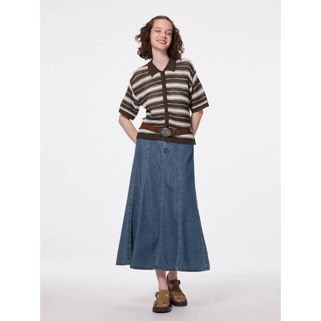 NEW GU japan Skirt Jeans XXL | Rok Jeans duyung span denim Barrel accesories Wanita