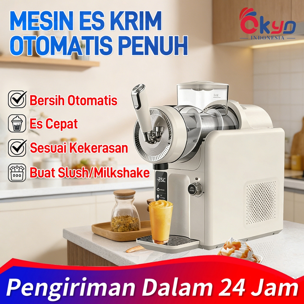 Mesin Es Krim 220V untuk Rumah Tangga - Mesin Serut Es Mini, Pembuat Milkshake, Smoothie & Slushie O
