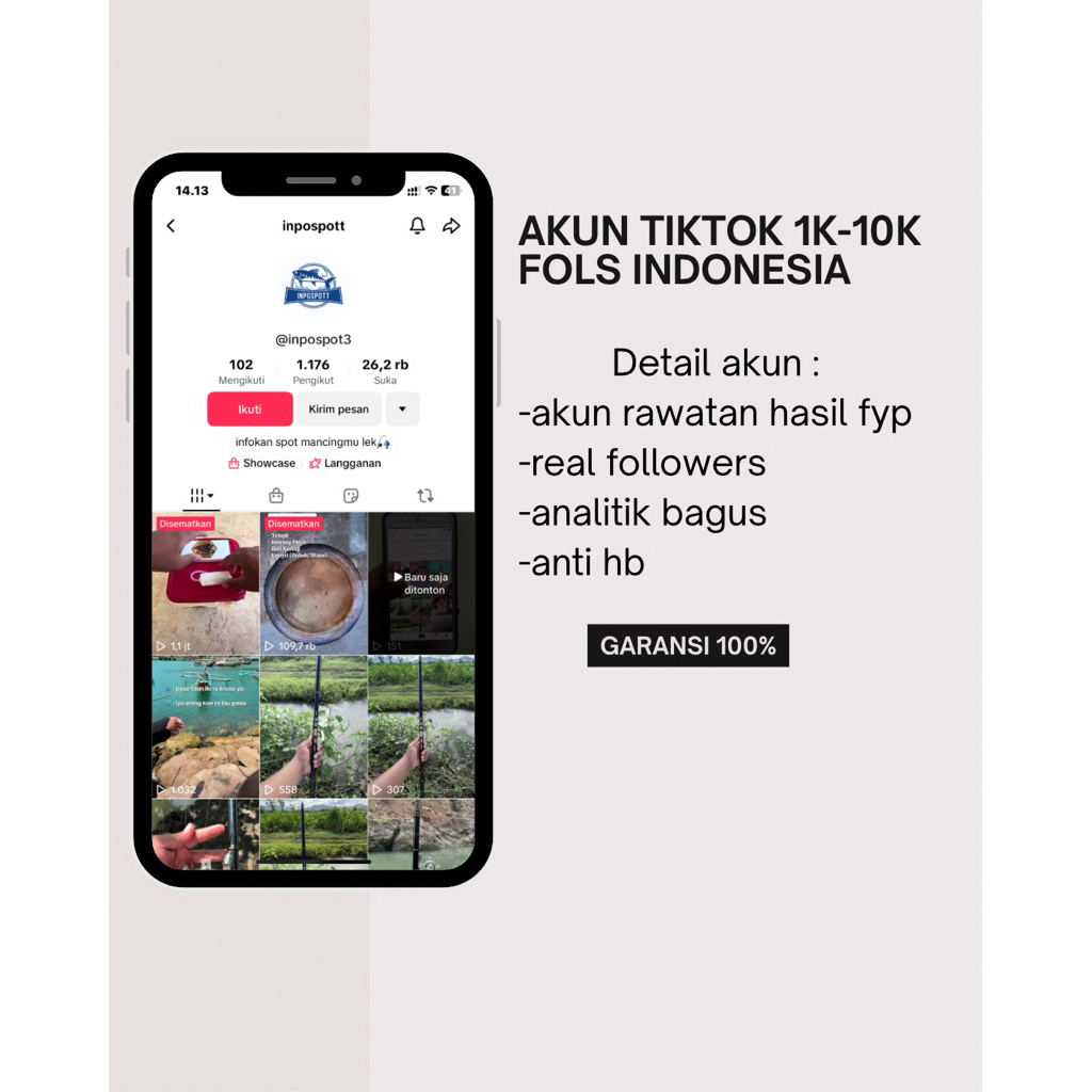 AKUN TIKTOK 1-10K FOL ORIGINAL SAFE GARANSI