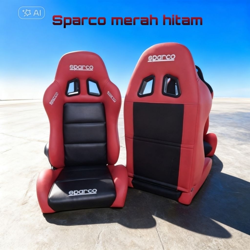 JOK RACING SPARCO MERAH HITAM BAHAN KULIT