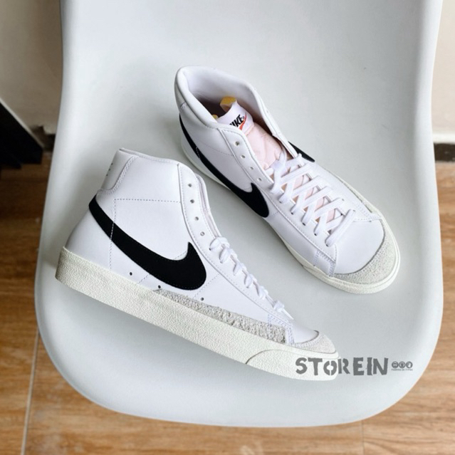 Sepatu Sneakers Pria Wanita Nike Blazer Mid Vintage 77 White Black Original 1000% (RESMI STORE)