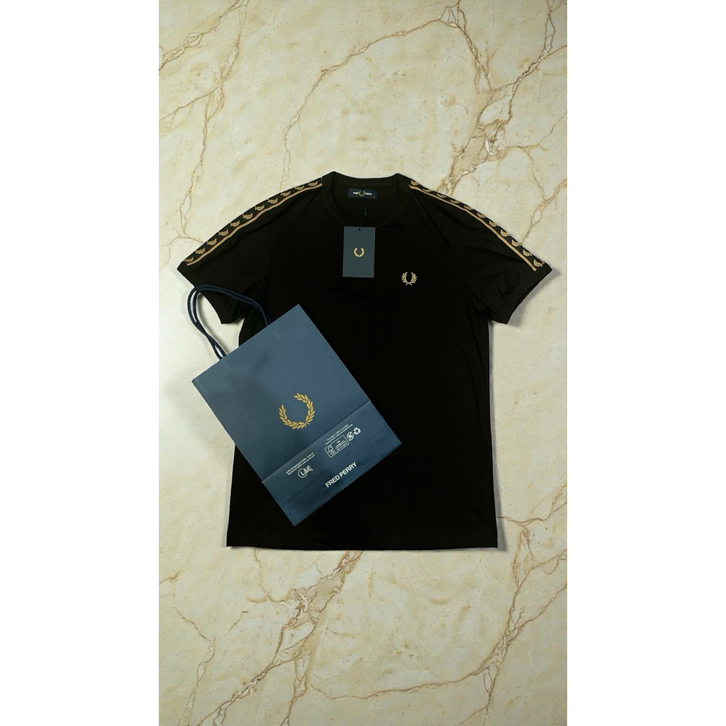Fred Perry T-Shirt Taped Ringer Iconic Black Gold
