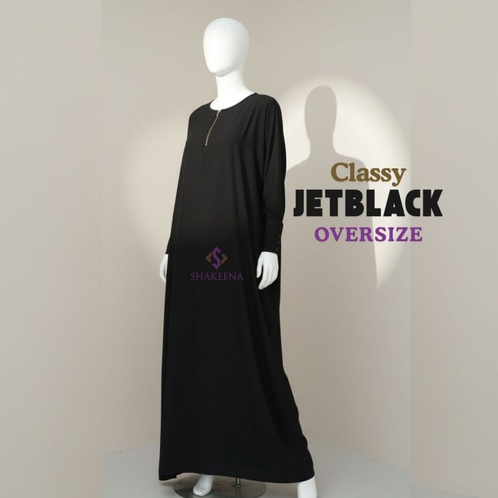 Abaya Jetblack Oversize zipper - Loose abaya jetblack - Abaya bigsize