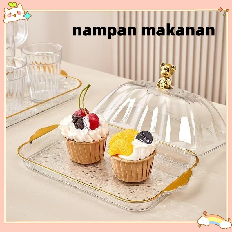 Nampan Tray Food Tray Transparan Aesthetic Dengan Tutup Wadah Makanan
