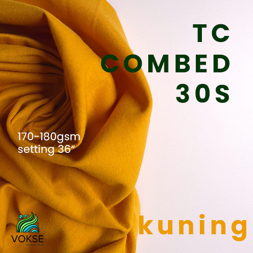 Kain Kaos TC Combed 30s Kuning Mustard Gramasi Vokse Textile