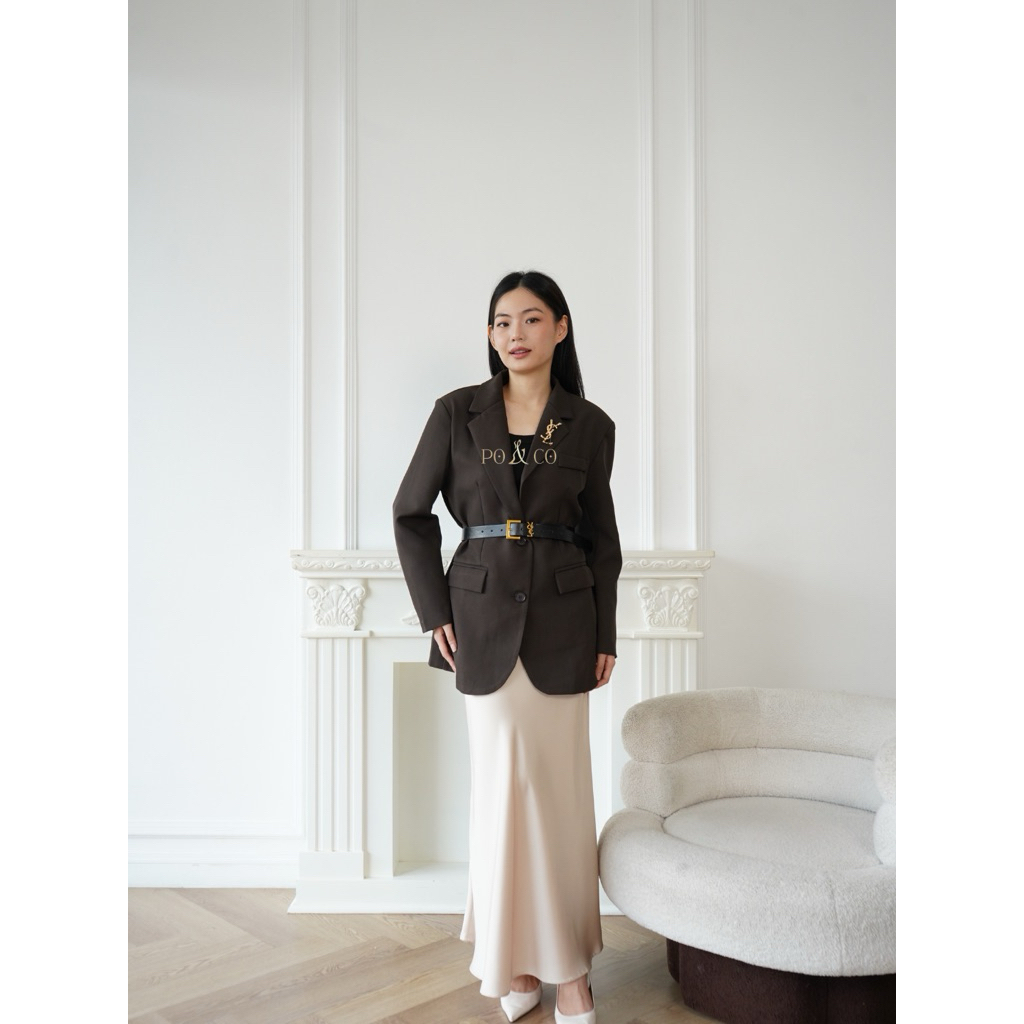 PO&CO Blazer  Premium Jas Wanita Blazer Wanita Rompi warna hitam putih kemeja kerja ootd wanita