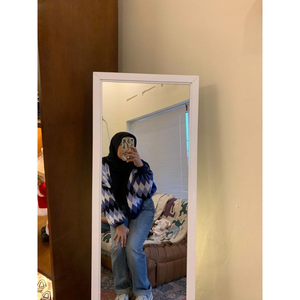 Cardigan Rajut Ketupat Biru Premium Cardigan Rajut Outer