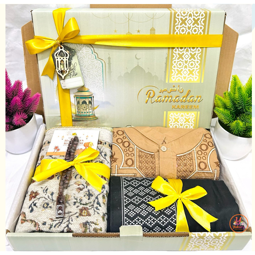 Hampers Baju Koko, Sarung, Sajadah, Tasbih/ Parcel  Ramadan & Lebaran Idul Fitri Premium