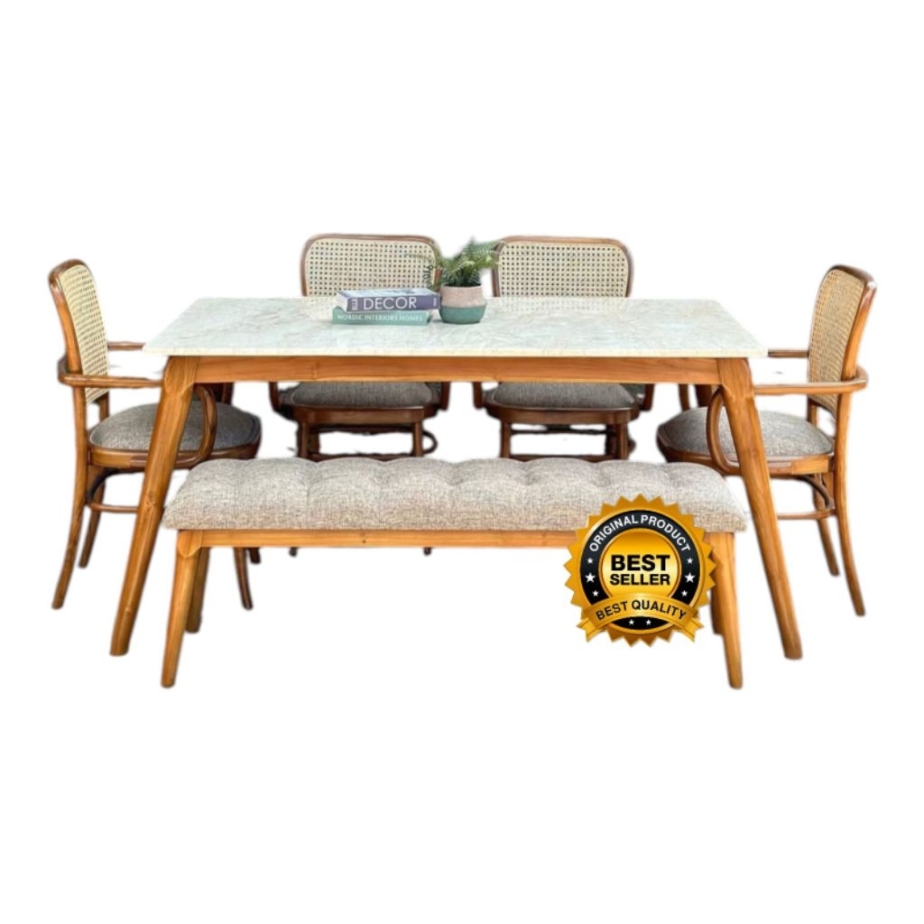 set meja makan top marmer minimalis jepara