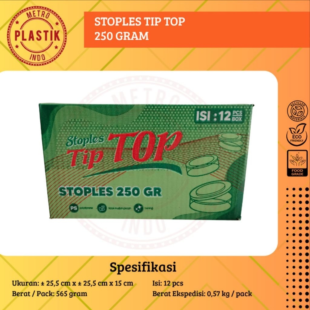 Stoples 250gr Isi 12pcs / Toples Nastar / Toples Kue Kering / Toples Mika Bulat 250gr 1 Lusin Ramah 