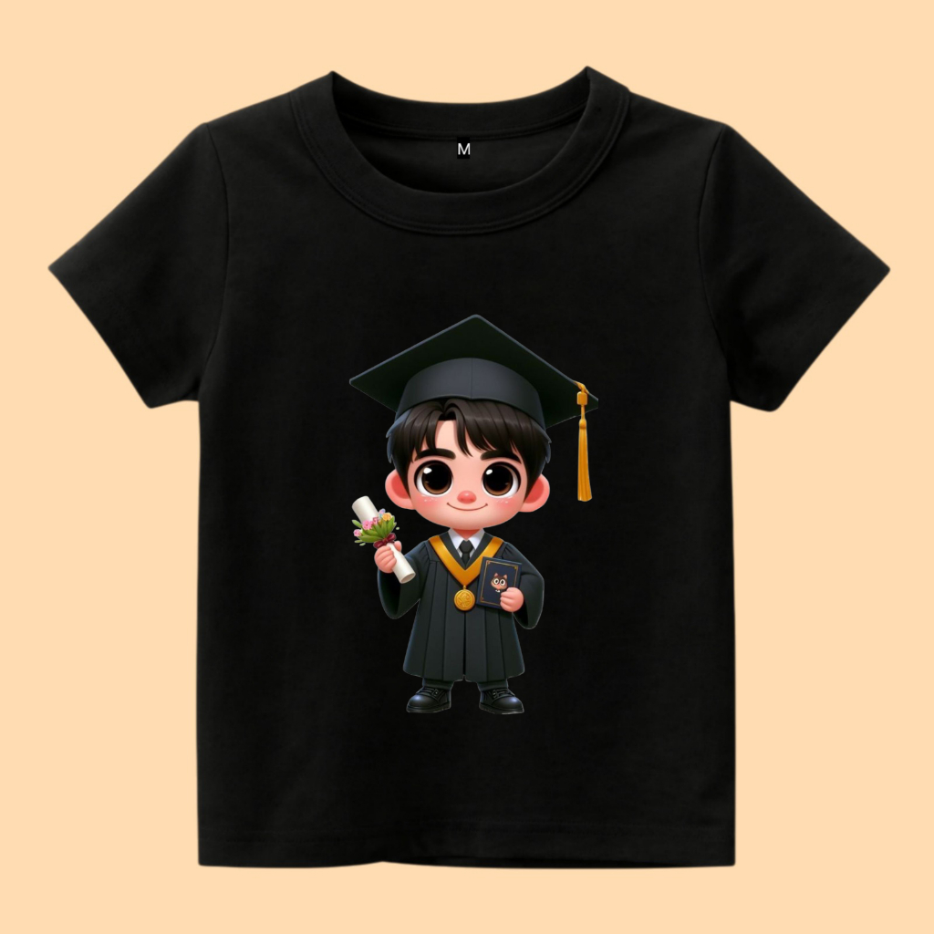 Baju kaos anak gambar anak laki laki wisuda kartun