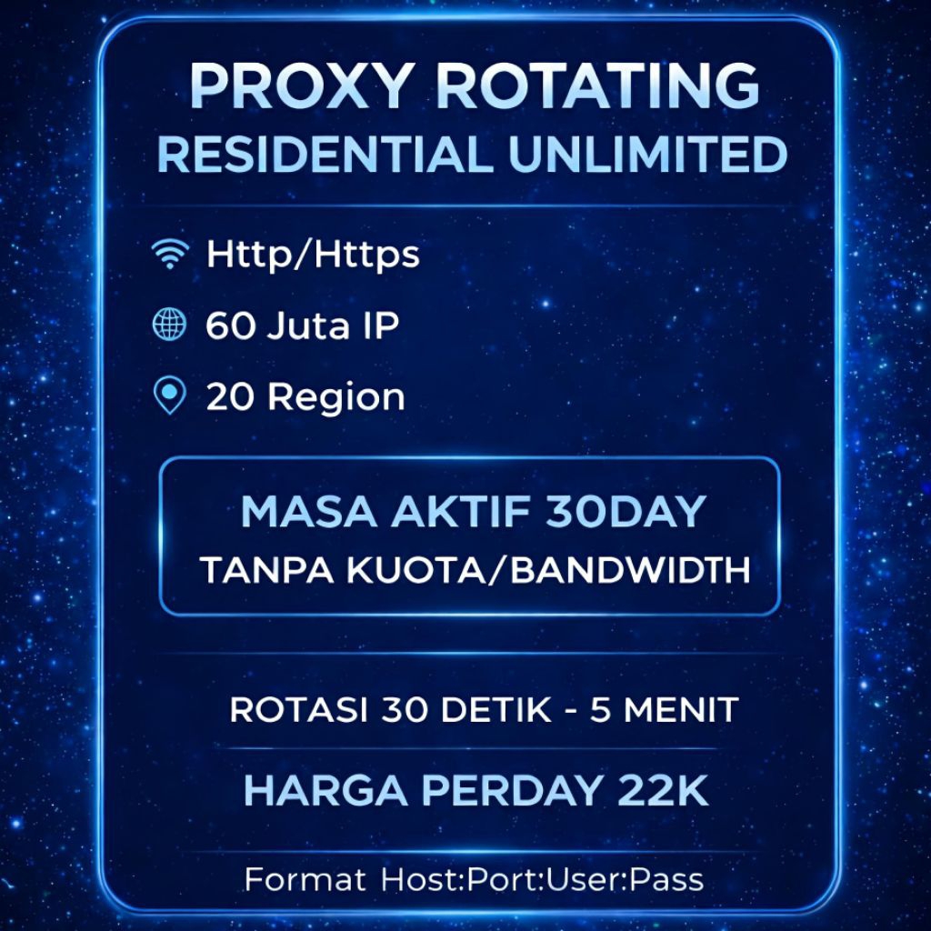 Proxy Rotating Residential Unlimited Kuota/Bandwidth