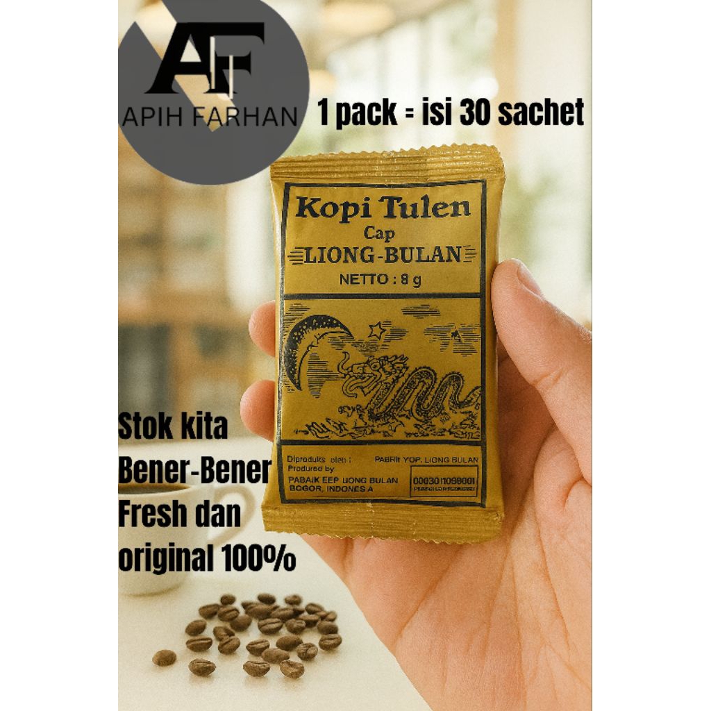 Kopi Liong TANPA Gula 8 gram/kopi Tulen cap Liong Bulan
