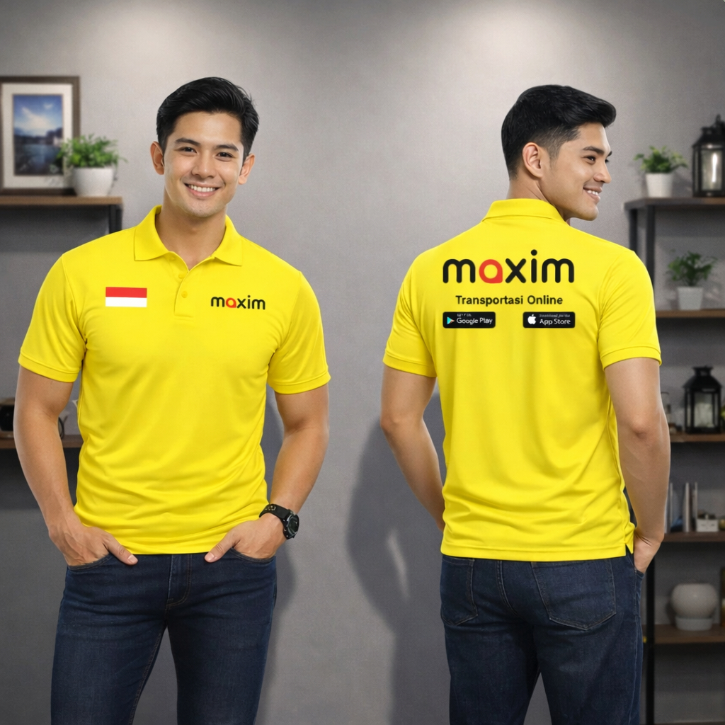 Polo Shirt - baju Tshirt Kaos berKerah ojol Maxim kuning pria wanita murah