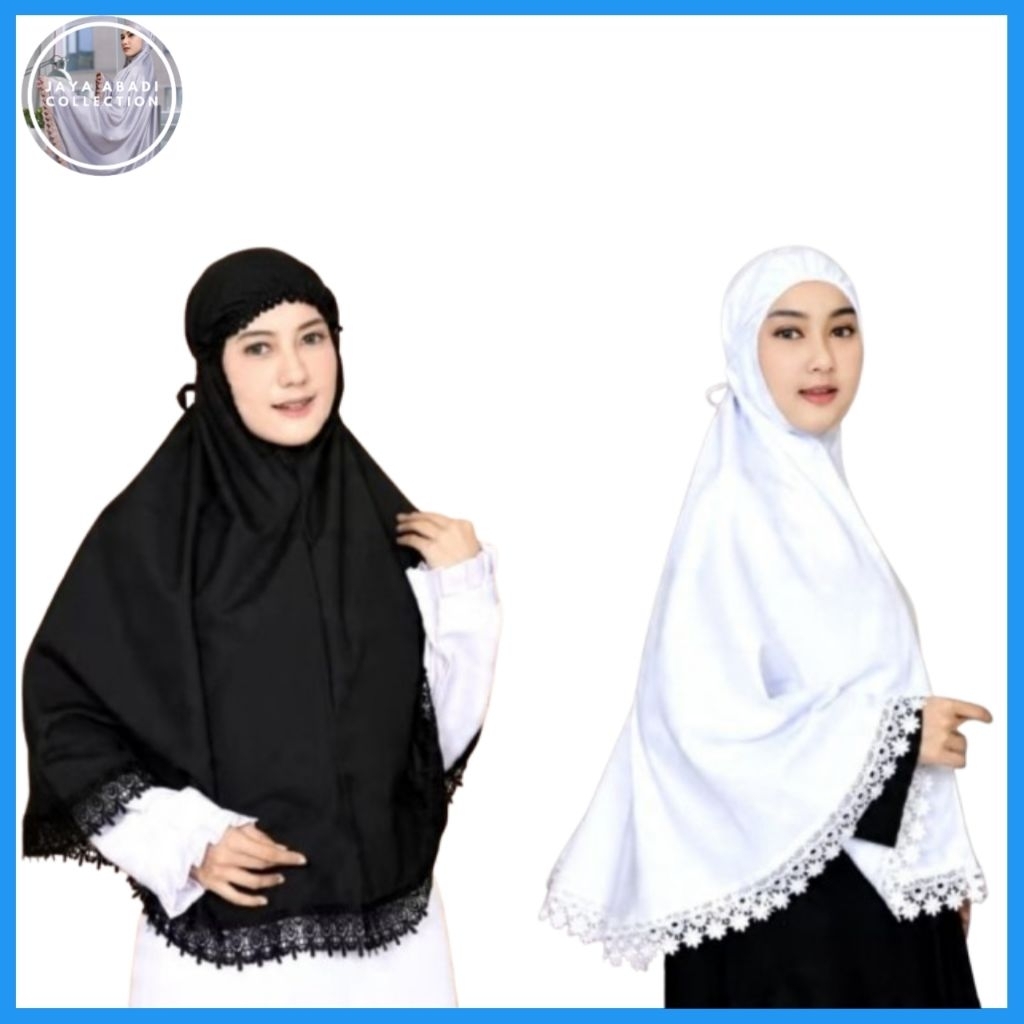 Bergo putih renda khadijah umroh haji bahan katun premium