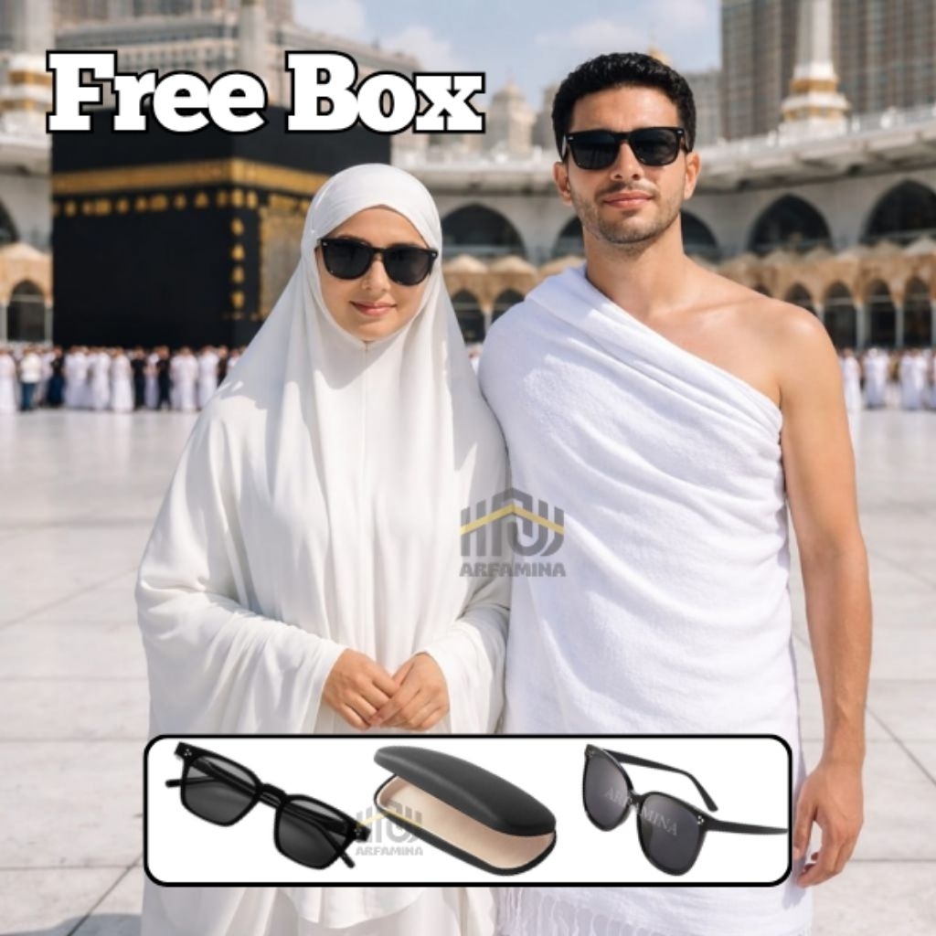 [ FREE BOX ] Kacamata Hitam Pria & Wanita Umroh Haji | Kacamata Radiasi| Kacamata Travel Hitam Haji 