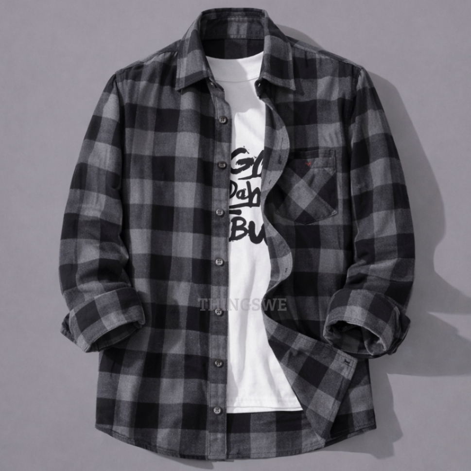 KEMEJA FLANEL PRIA WANITA | TARTAN KOTAK - KOTAK OVERSIZED | BEST SELLER COD | KOTAK ABU