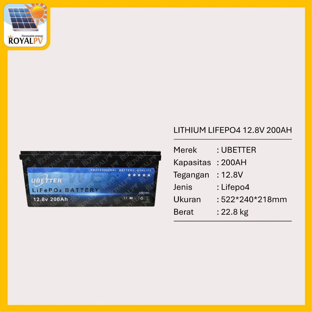 Baterai lithium lifepo4 12v 200ah battery ups lifepo4 12.8v 200ah ubetter