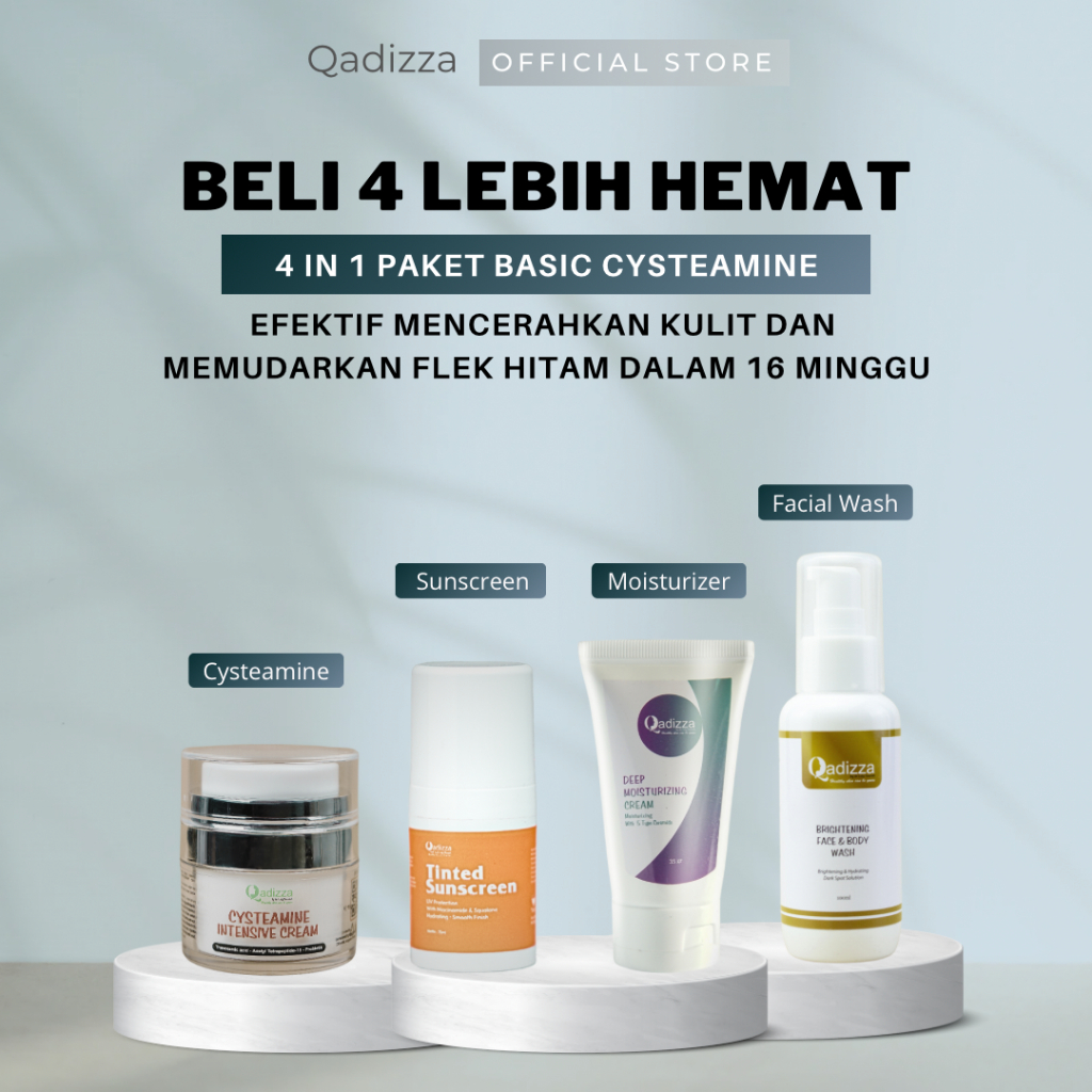 QADIZZA PAKET BASIC CYSTEAMINE INTENSIVE 5% Cysteamine HCl (4 in 1 FACIAL WASH NORMAL + MOISTURIZING