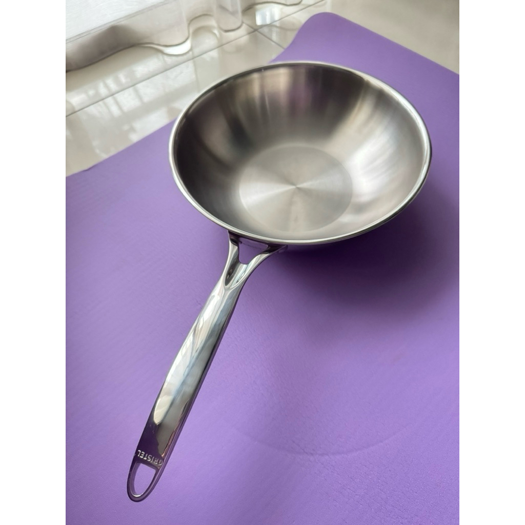 Cristel Stainless Steel Wok Castel Pro / Wajan Penggorengan 28 cm 3ply