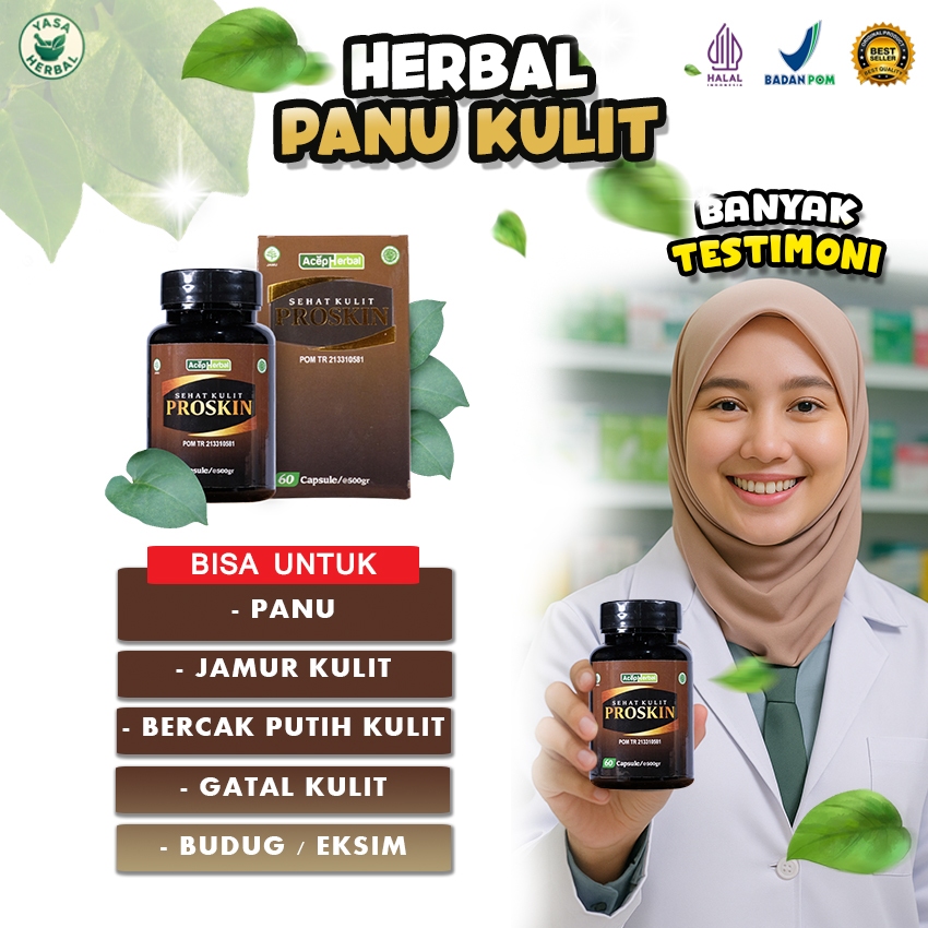 Obat Panu Kulit Herbal Original Proskin 60Kapsul Halal BPOM
