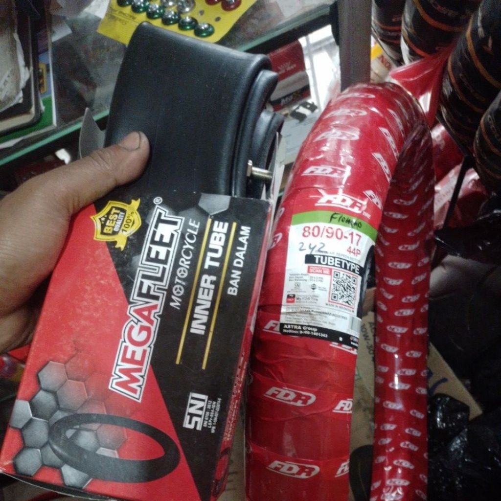 ban luar motor bebek sport fdr 80/90-17+BAN DALAM bukan tubles belakang/depan velq 17