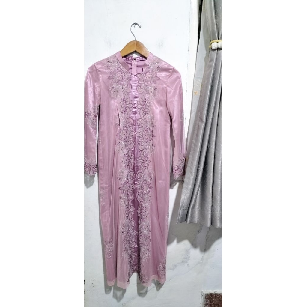 Gamis Long Dress Wanita Satin Kombinasi Tile Anggun Mewah