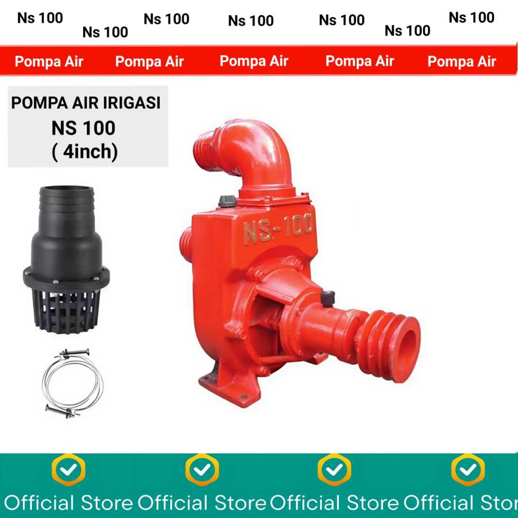 NS 100 Pompa Air Irigasi 4 inch / Lengkap Unit Pompa, Saringan, Kleman