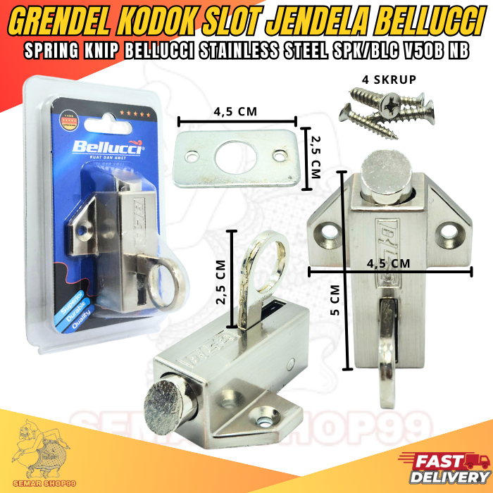 Spring Knife Bellucci / Slot Jendela / Grendel Jendela Bellucci Stainless Steel / Grendel Slot Kodok