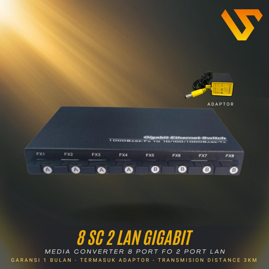 Media Converter 8 Port FO 2 Port Gigabit LAN/ 8 FO 2 Gigabit LAN