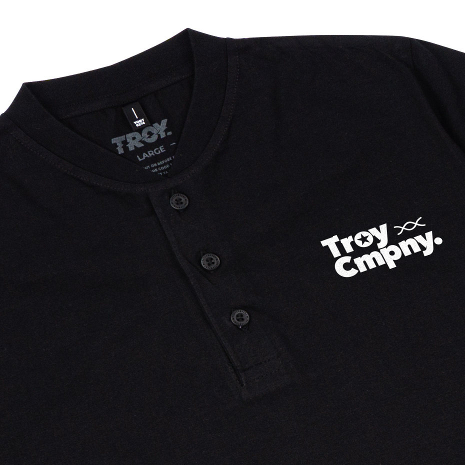 Troy Company Baju Koko Pria Hitam Lengan Pendek Kerah Shanghai DNA KKD 3019