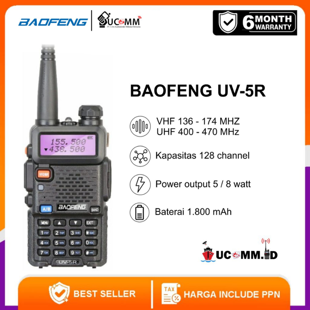 Baofeng UV 5R Dualband 5 Watt 8 Watt HT Baofeng Uv 5R Dual Band Original Garansi
