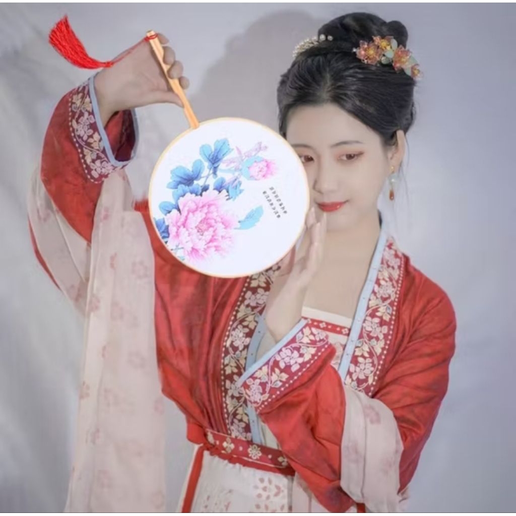 kipas cina bulat bahan kain