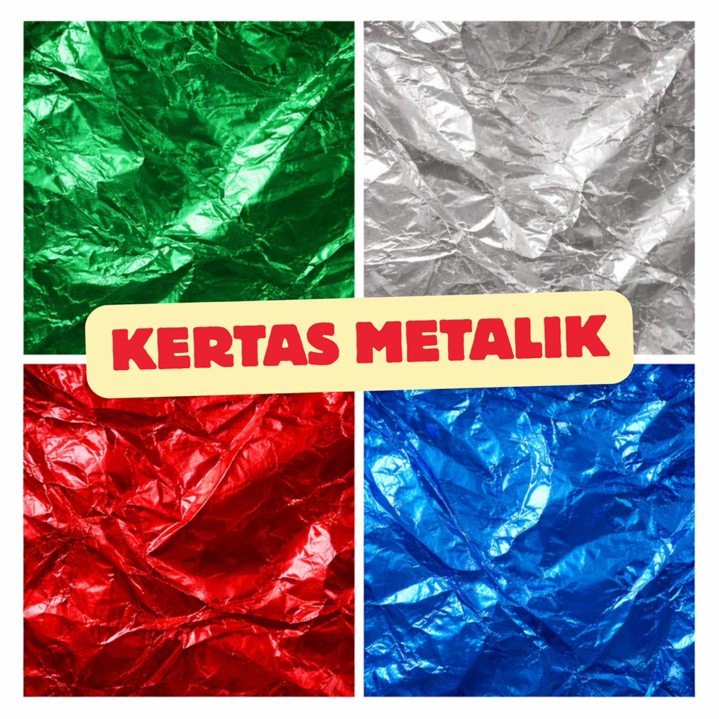 kertas metalik warna warni - kertas sampul mengkilat